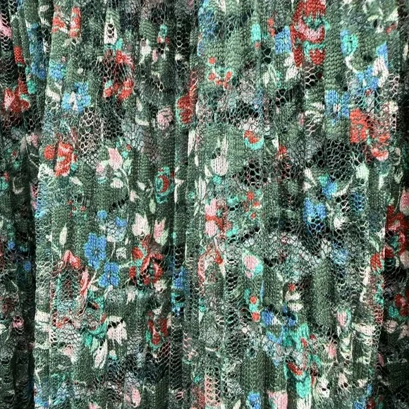 Anthropologie Porridge Pleated Floral Printed Lace Blouse Size L Romantic - Picture 6 of 14